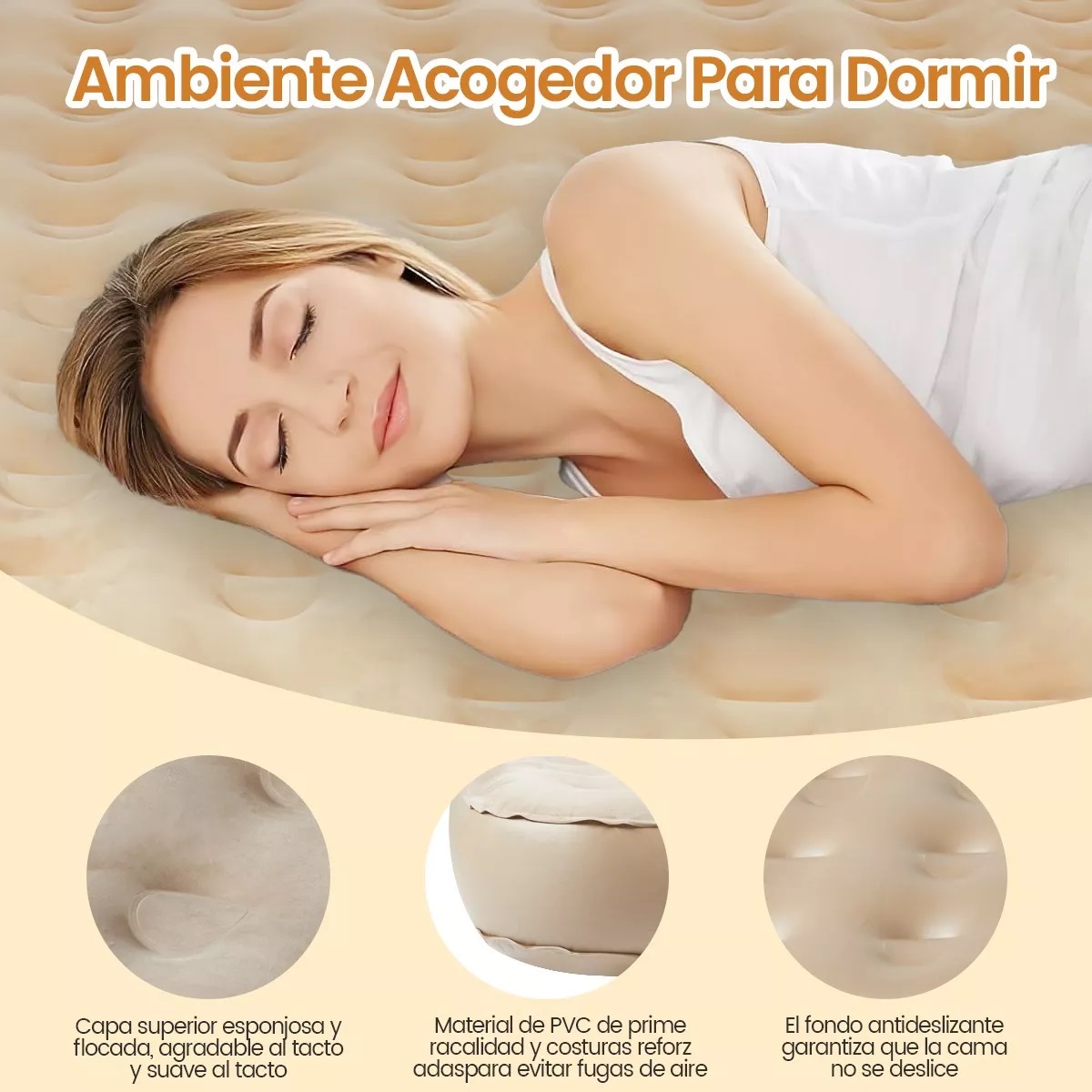 Colchón Inflable King Size Con Bomba Eléctrica 200x200x22cm