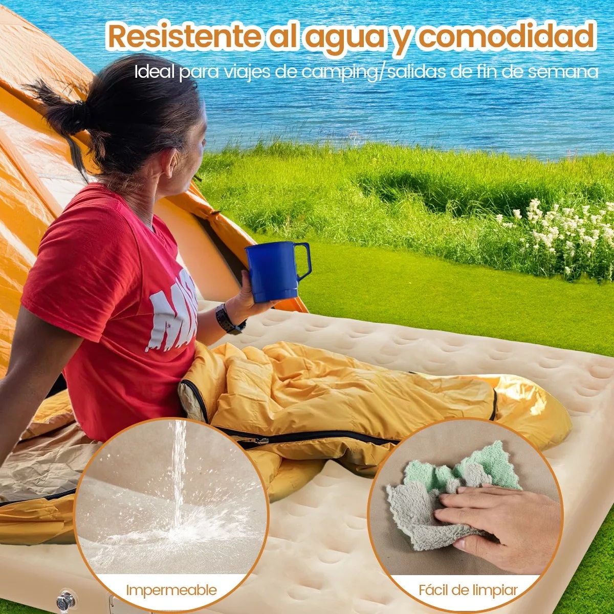 Colchón Inflable King Size Con Bomba Eléctrica 200x200x22cm