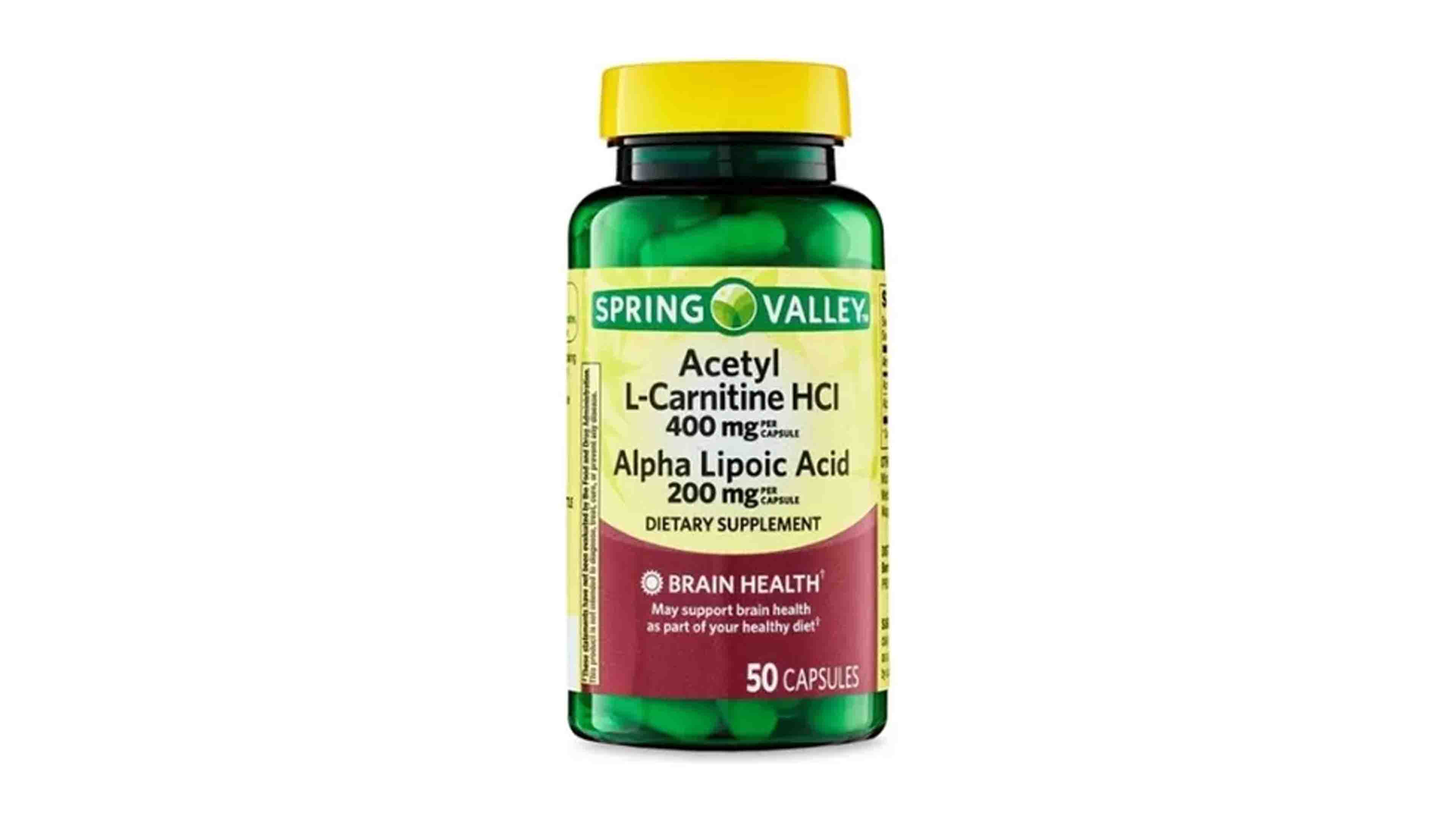 Acetil L Carnitina 400mg Spring Valley + Acido Alfa Lipoico 200mg 50 caps