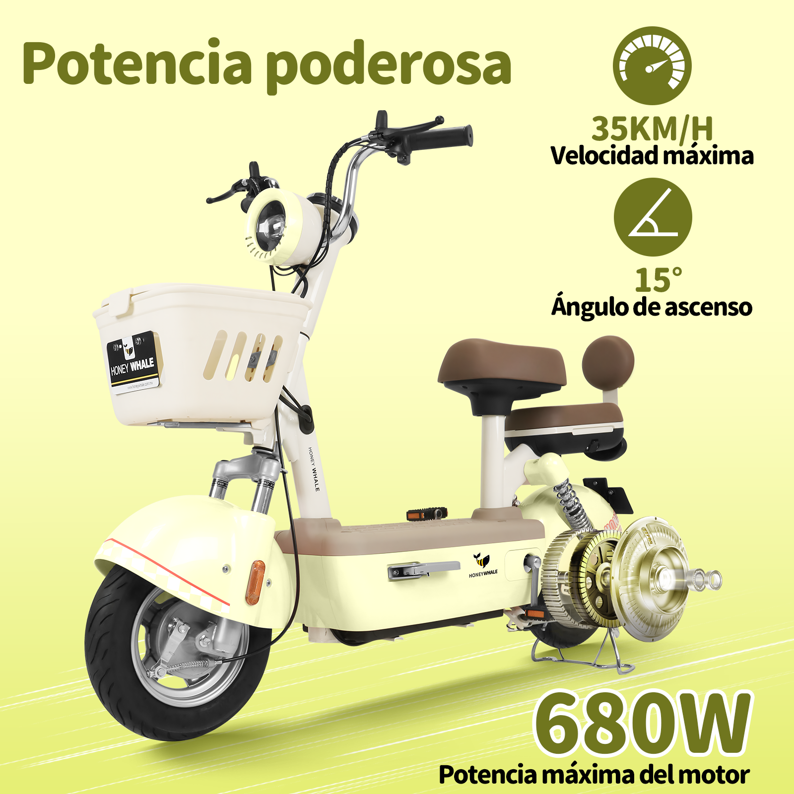 Motobici Eléctrica Honey Whale U4S Verde.