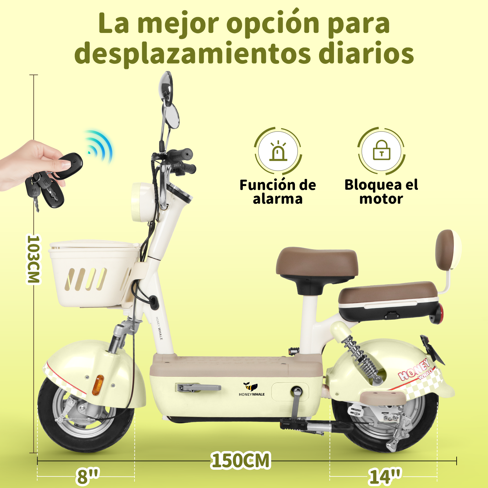 Motobici Eléctrica Honey Whale U4S Verde.