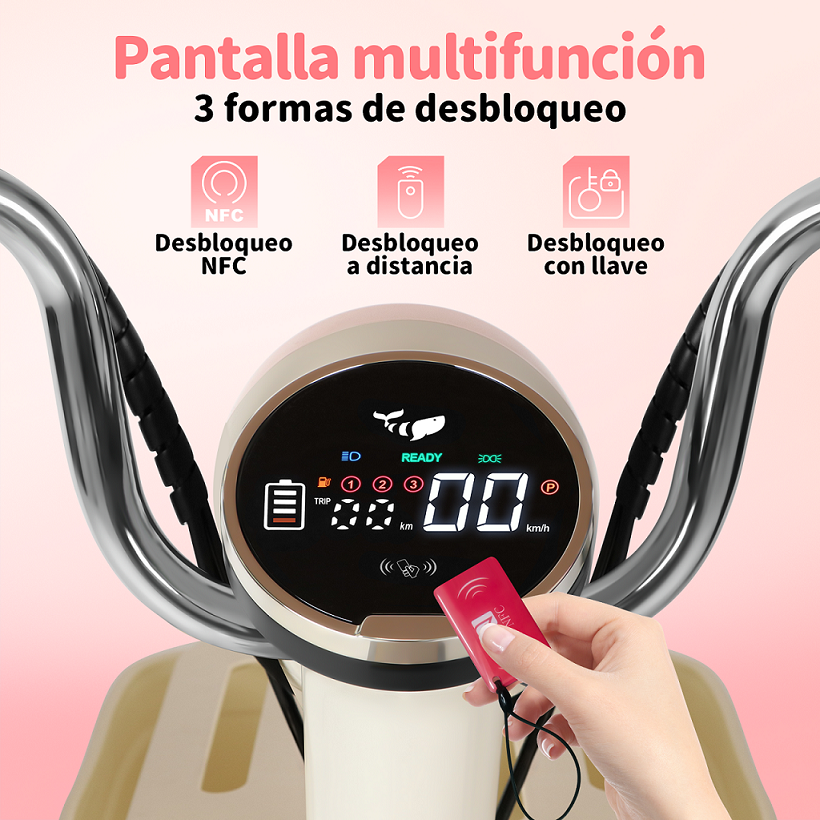 Motobici Eléctrica Honey Whale U4S Rosa.