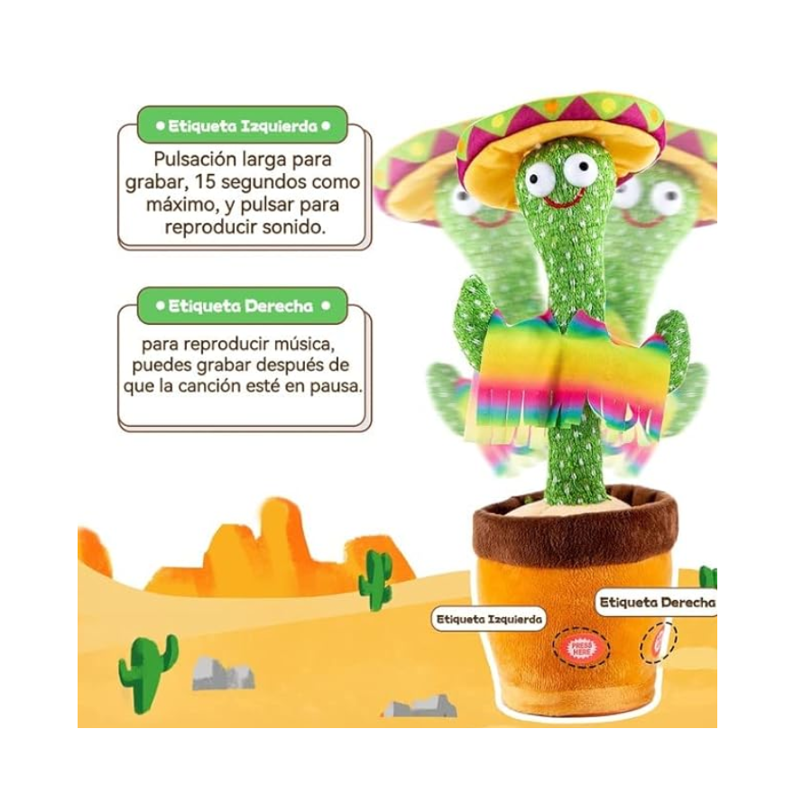 Cactus Bailarín Peluche Felpa Juguete Para Niños Recargable