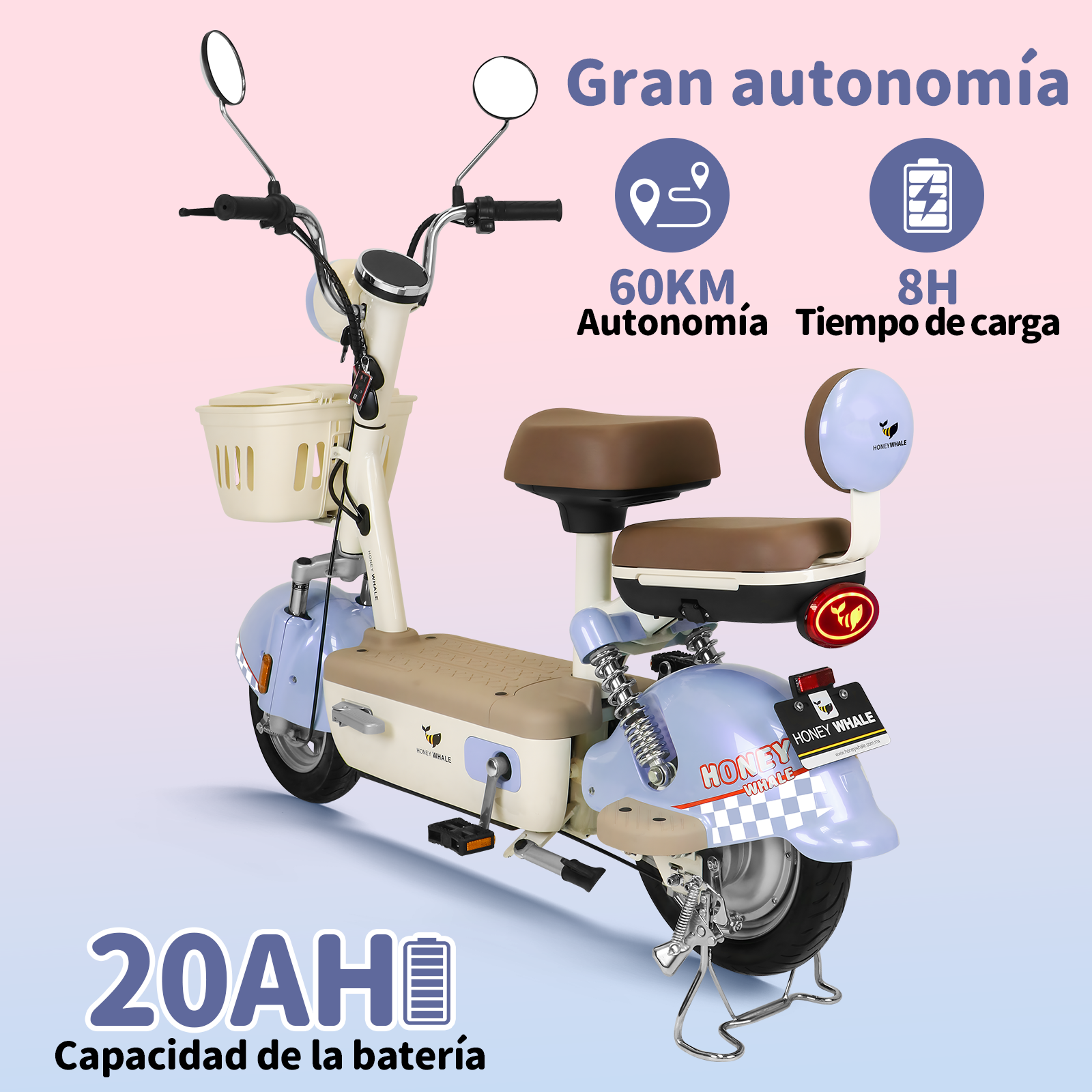 Motobici Eléctrica Honey Whale U4S Morado.