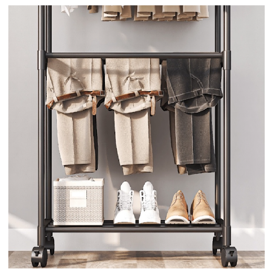 Soporte Perchero Y Zapatera Multifuncional Con Llantas De 2 Niveles