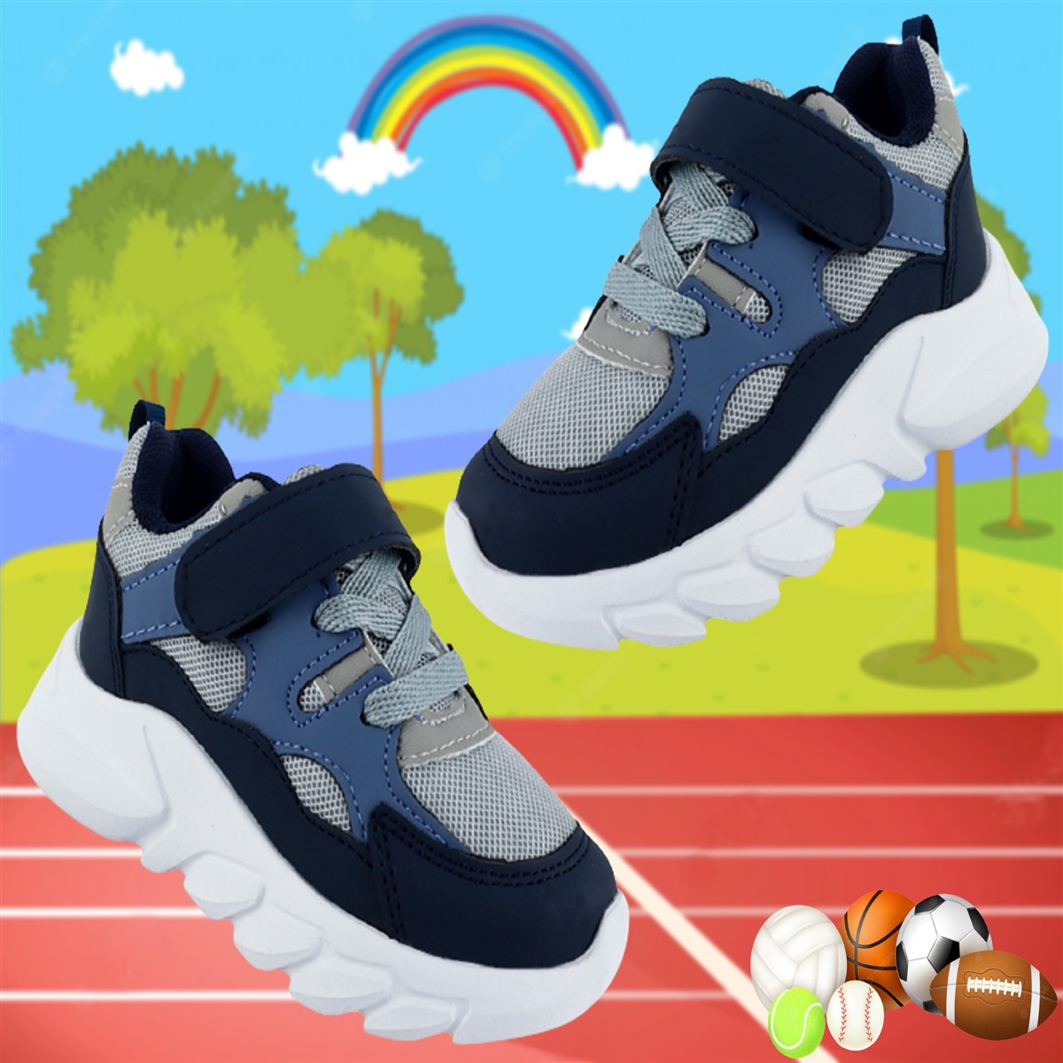 Tenis Niño Deportivos Velcro Arco Ortopédico Cómodo 590-gdm