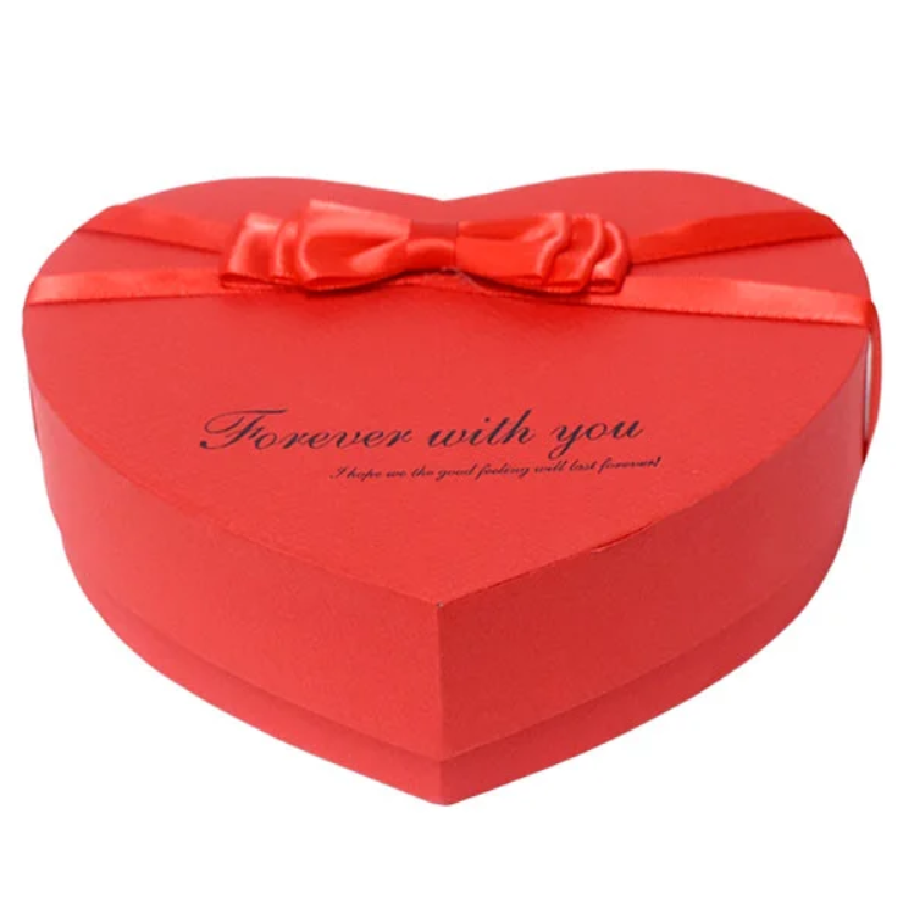 Caja de Regalo en Forma de Corazón con Collar Cadena y Aretes y 10 Rosas