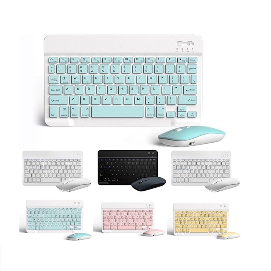 Kit Mini Teclado y Mouse Negro Bluetooth Inalambrico Recargable