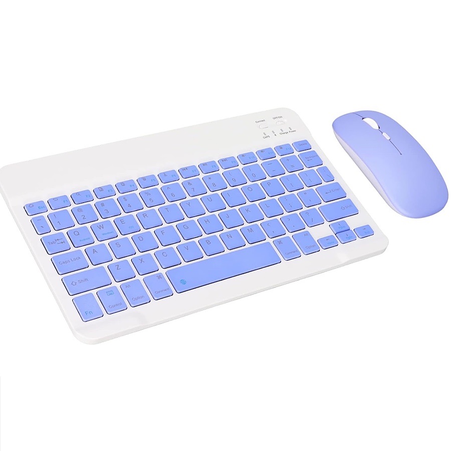 Kit Mini Teclado y Mouse Morado Purpura Bluetooth Inalambrico Recargable
