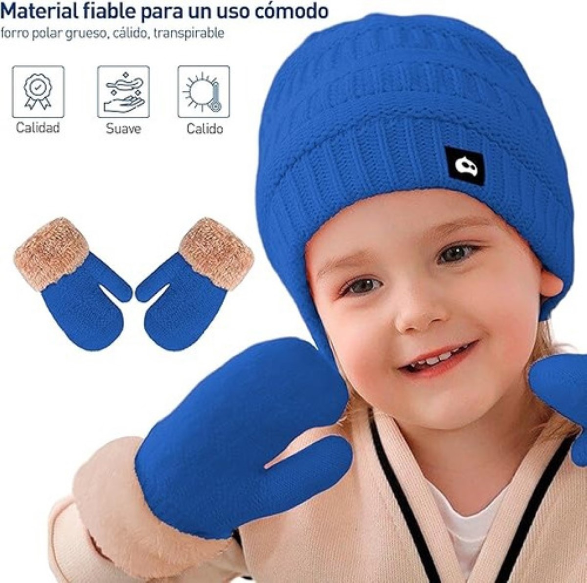 Gorro Bufanda Guante Conjunto Térmico Invierno azul