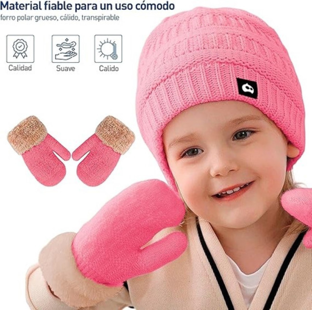 Gorro Bufanda Guante Conjunto Térmico Invierno rosa