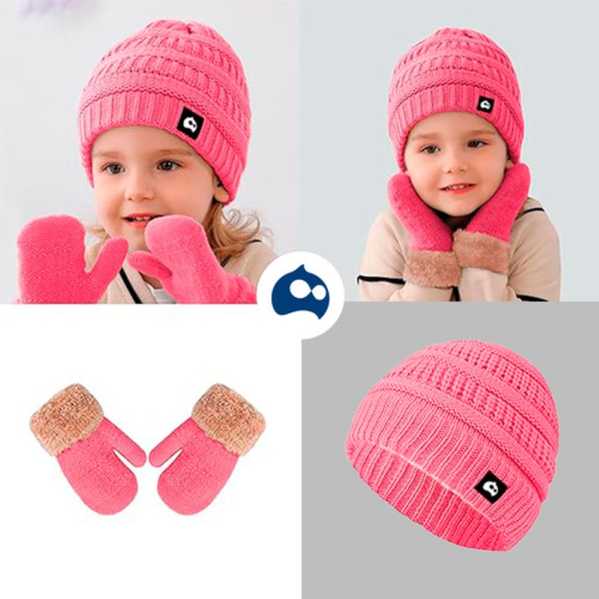 Gorro Bufanda Guante Conjunto Térmico Invierno rosa