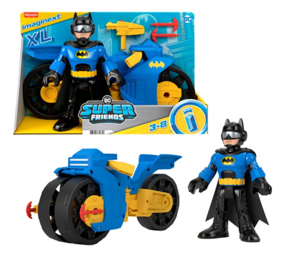 Imaginext Dc Super Friends Figura Batimoto Xl Y Batman azul