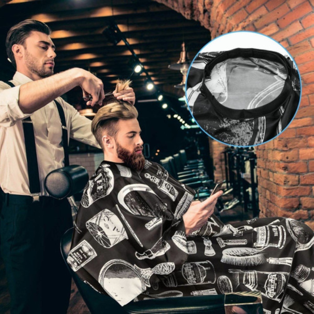 5 Pcs Capa Barberia Barbero Estilista Cubridor Cabello Corte NEGRO AZUL