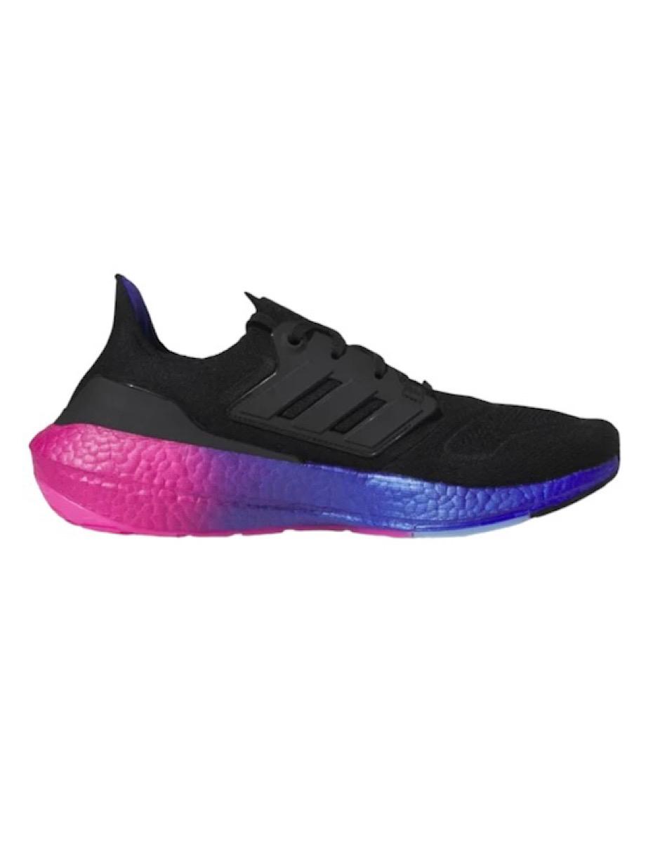 TENIS ADIDAS ULTRABOOST 22 NEGRO CON ROSA Y MORADO