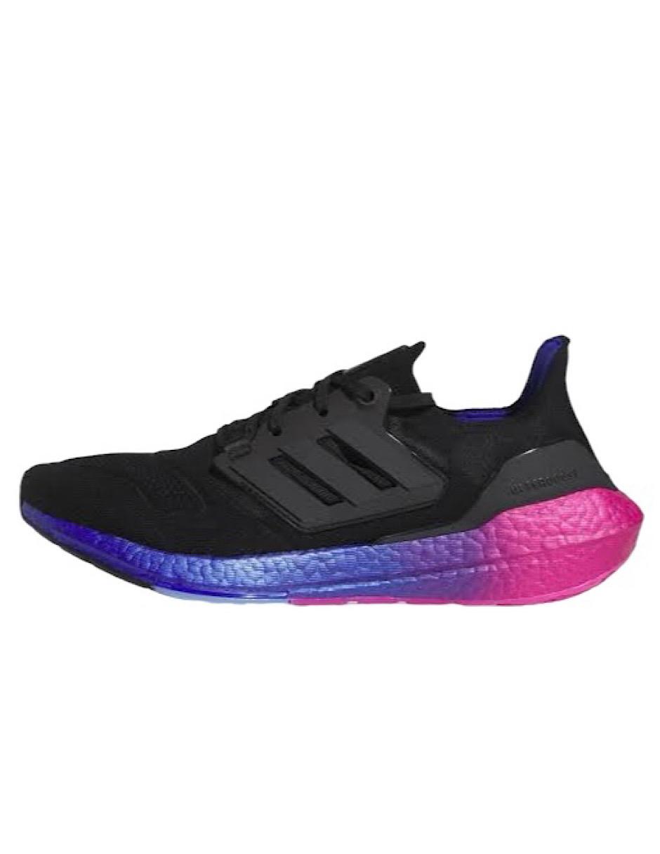 TENIS ADIDAS ULTRABOOST 22 NEGRO CON ROSA Y MORADO