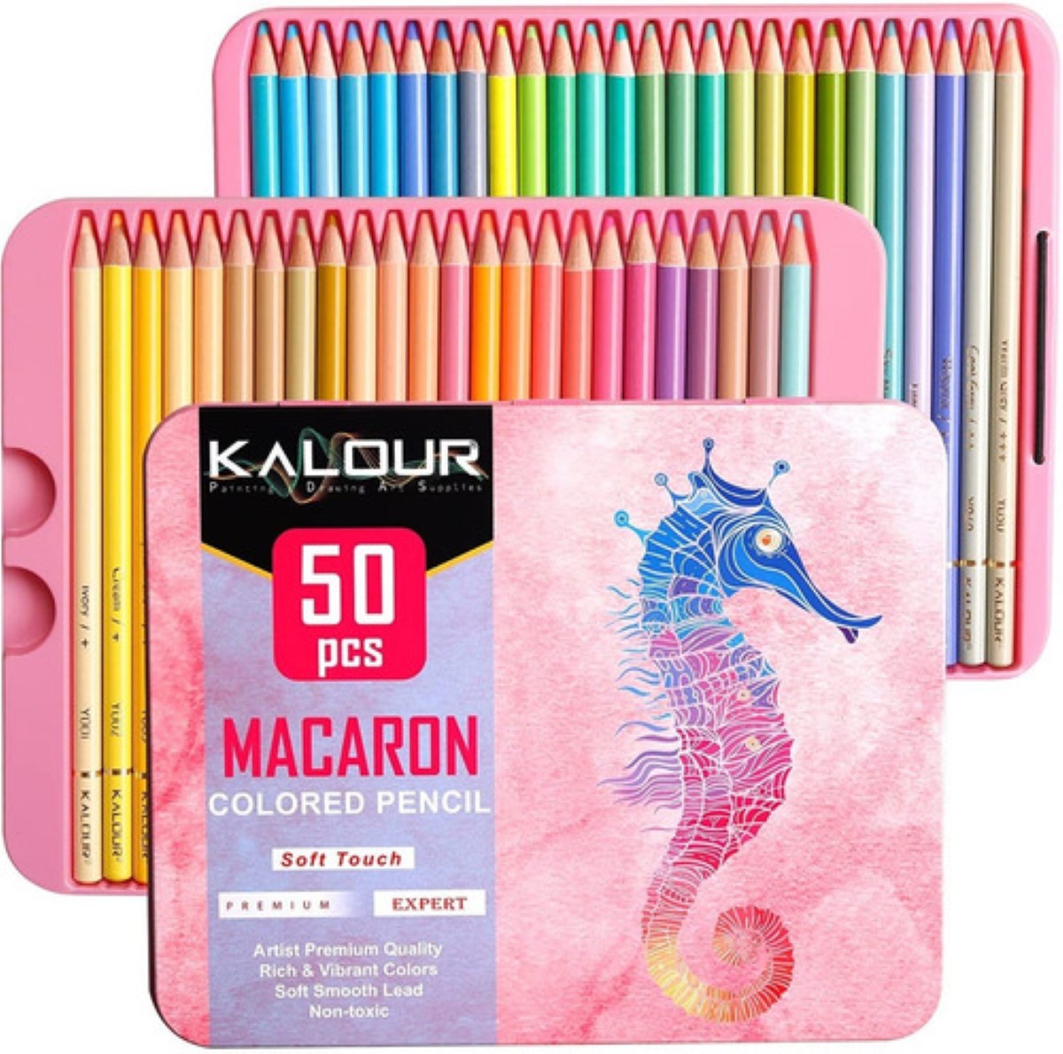 Set 50 Lápices Dibujo Colores Y Estuche Profesional Artista ROSA.