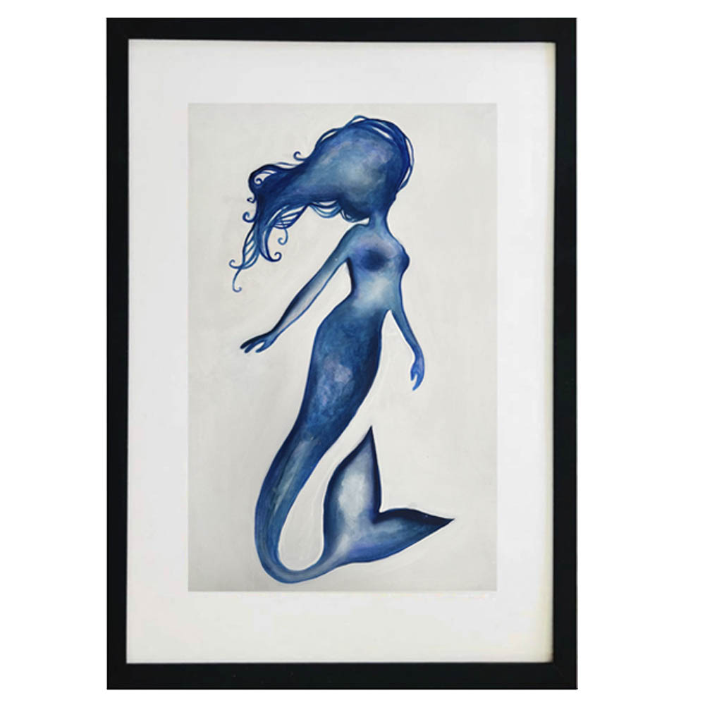 Cuadro decorativo de sirena pintado a mano técnica acrílico