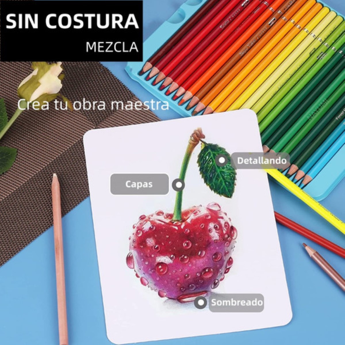 Set 72 Lápices Dibujo Colores Y Estuche Profesional Artista AZUL