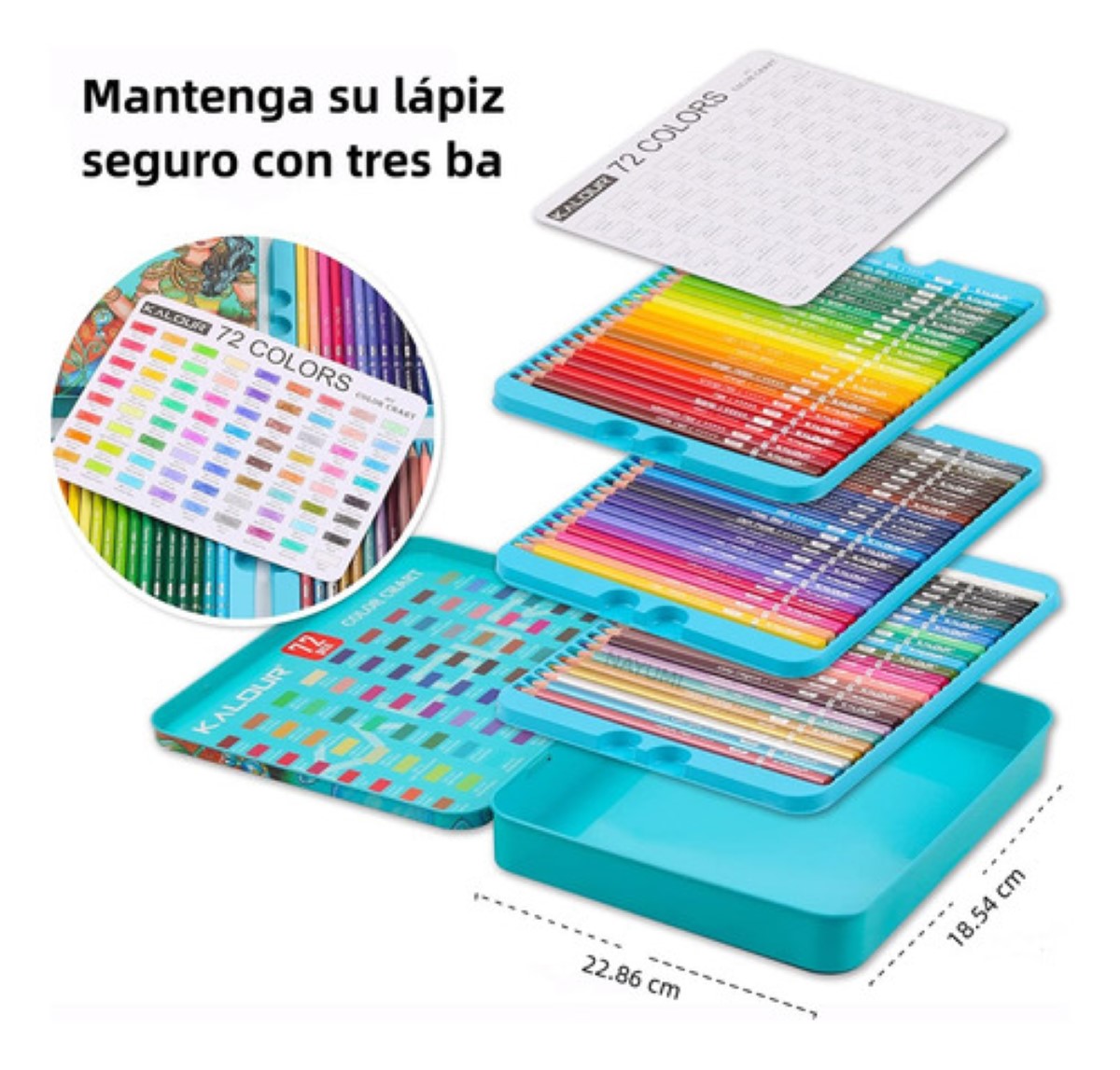 Set 72 Lápices Dibujo Colores Y Estuche Profesional Artista AZUL