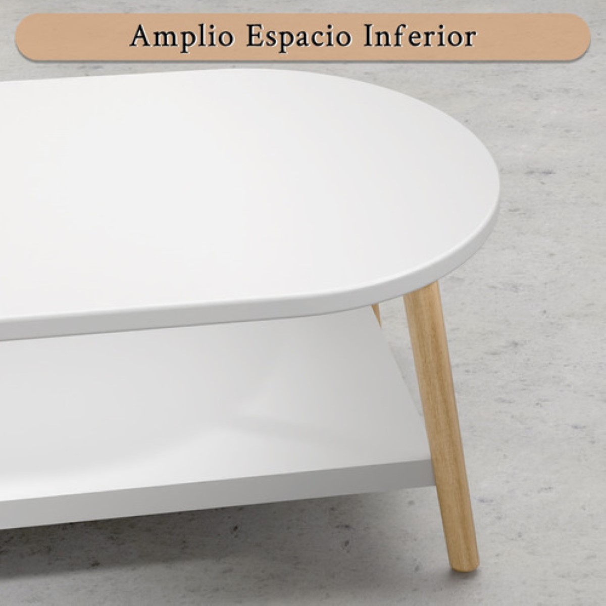 Mesa Minimalista Centro De Madera Doble Nivel blanco