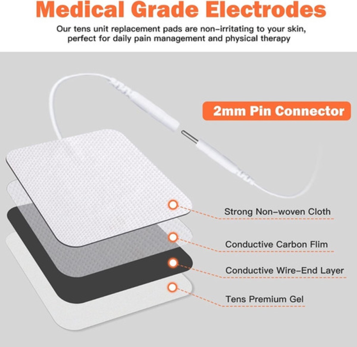 Physical Therapy Electrode Pad Electrodos Tens Adhesivo 5X5cm