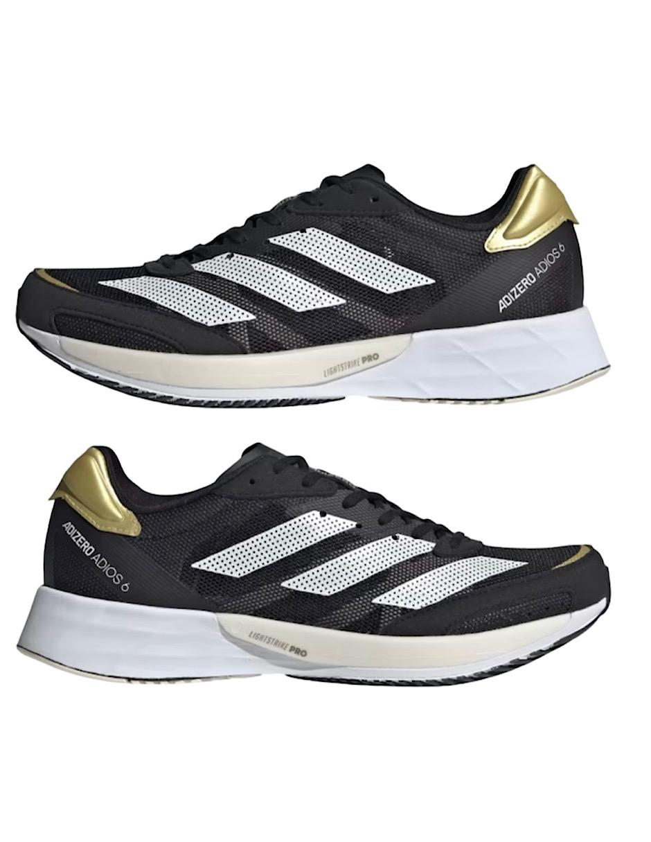 TENIS ADIDAS ADIZERO ADIOS 6 NEGRO CON DORADO Y BLANCO