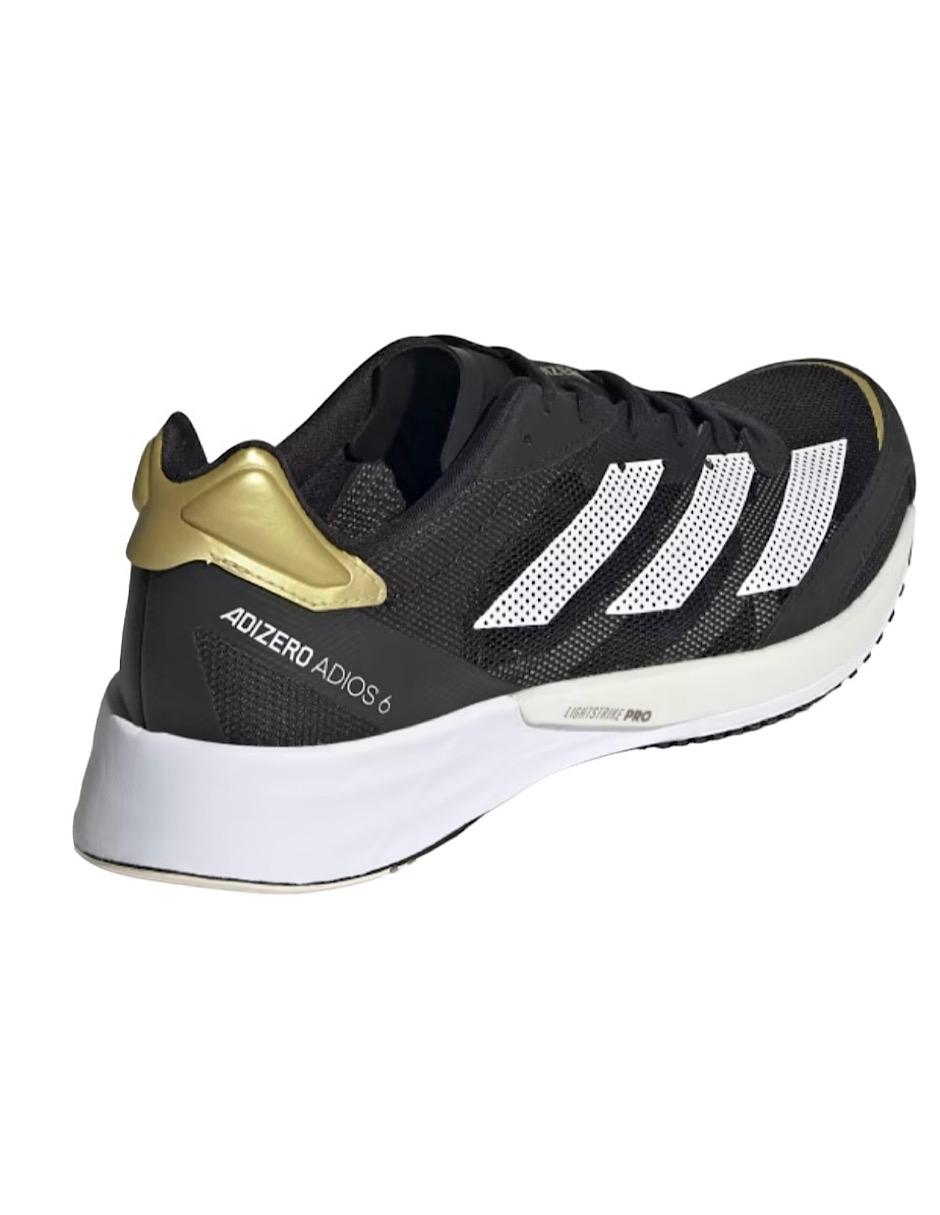 TENIS ADIDAS ADIZERO ADIOS 6 NEGRO CON DORADO Y BLANCO