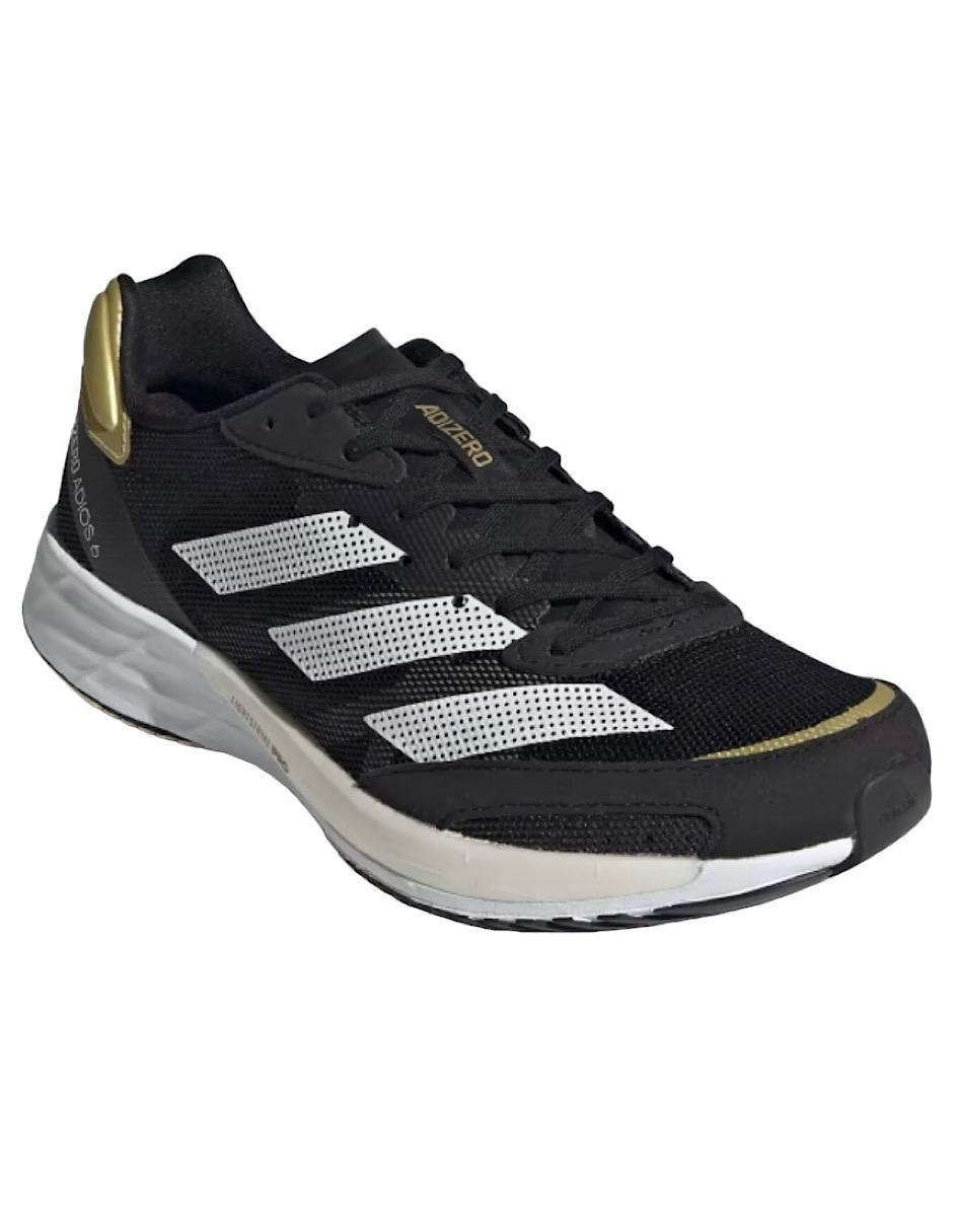 TENIS ADIDAS ADIZERO ADIOS 6 NEGRO CON DORADO Y BLANCO