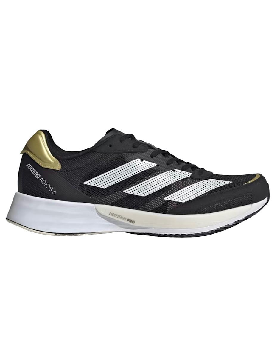 TENIS ADIDAS ADIZERO ADIOS 6 NEGRO CON DORADO Y BLANCO