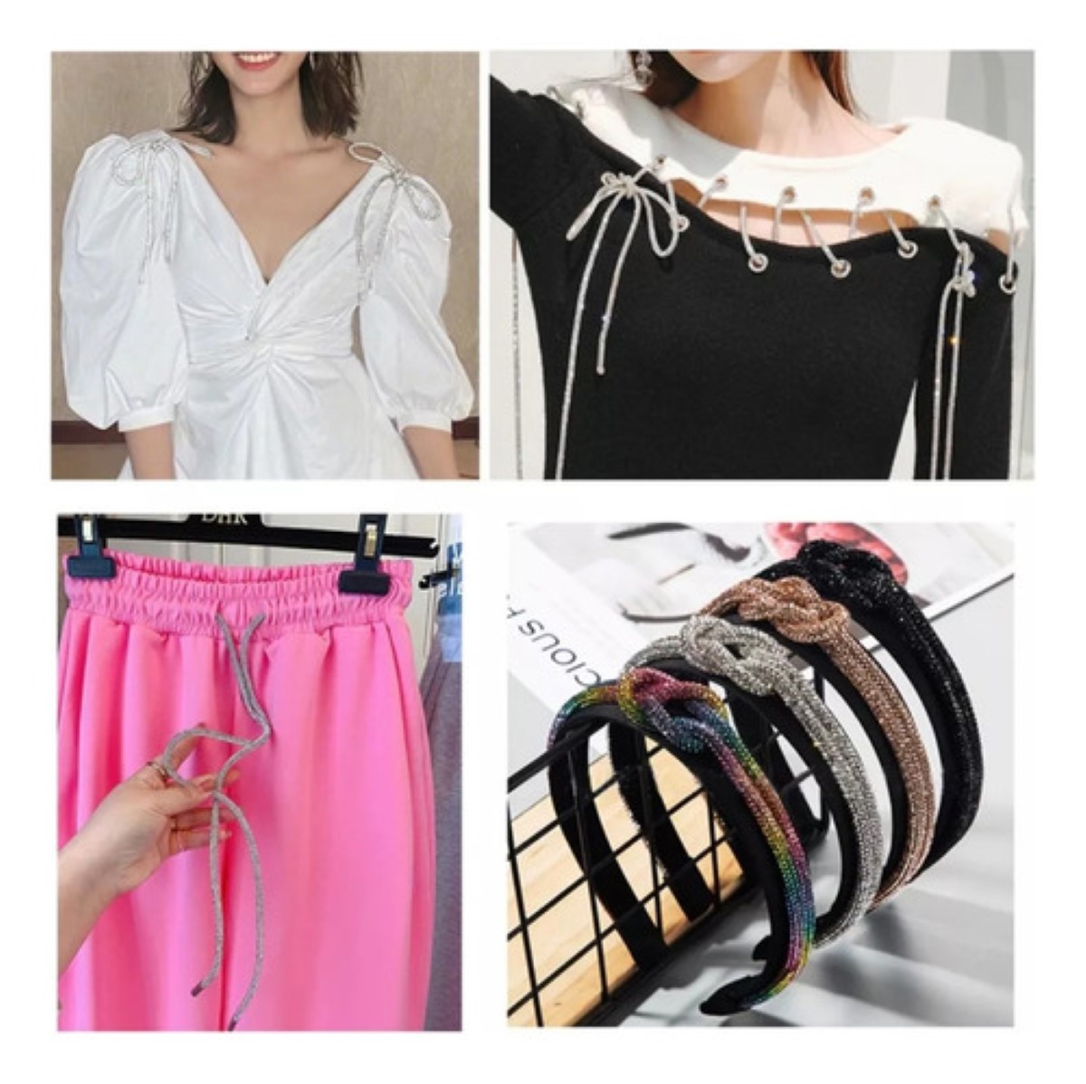 Agujetas Zapatos Redondas Brillosas Con Piedras 1.20 M 2pc Arco iris