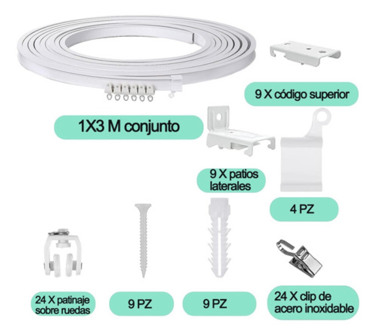 Silenciosos Riel De Cortina De Techo Flexible Montaje Curvo NEGRO