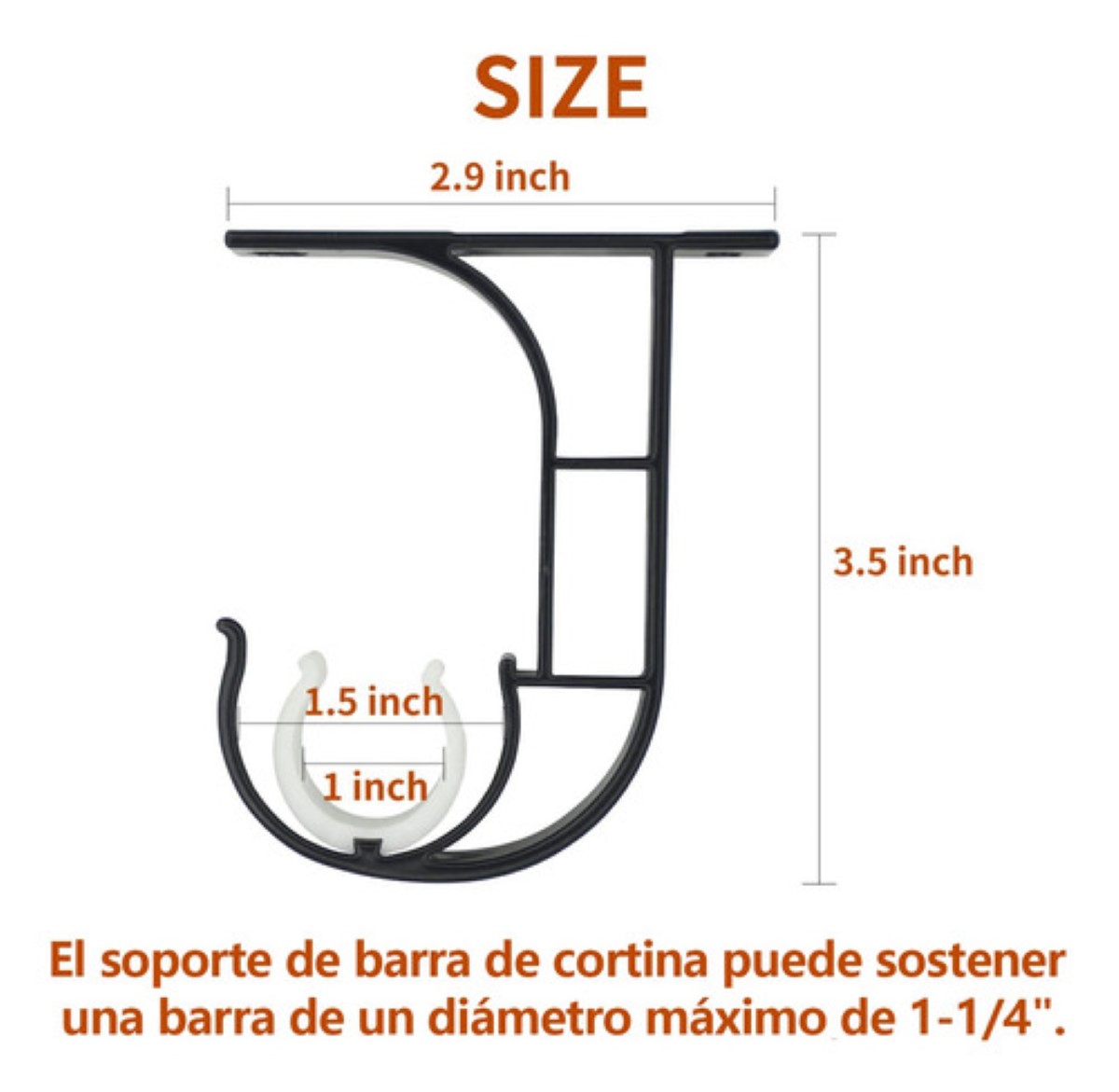 Soporte Set Tubos Cortinero Ajustable Gancho Para Techo 6pcs NEGRO