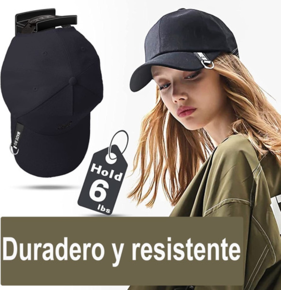 Gancho Organizador De Gorras Para Pared, 16 Uds. NEGRO