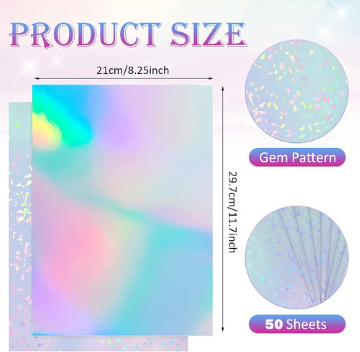 50 Hojas Vinil Imprimible Adhesivo Inkjet Holográfico