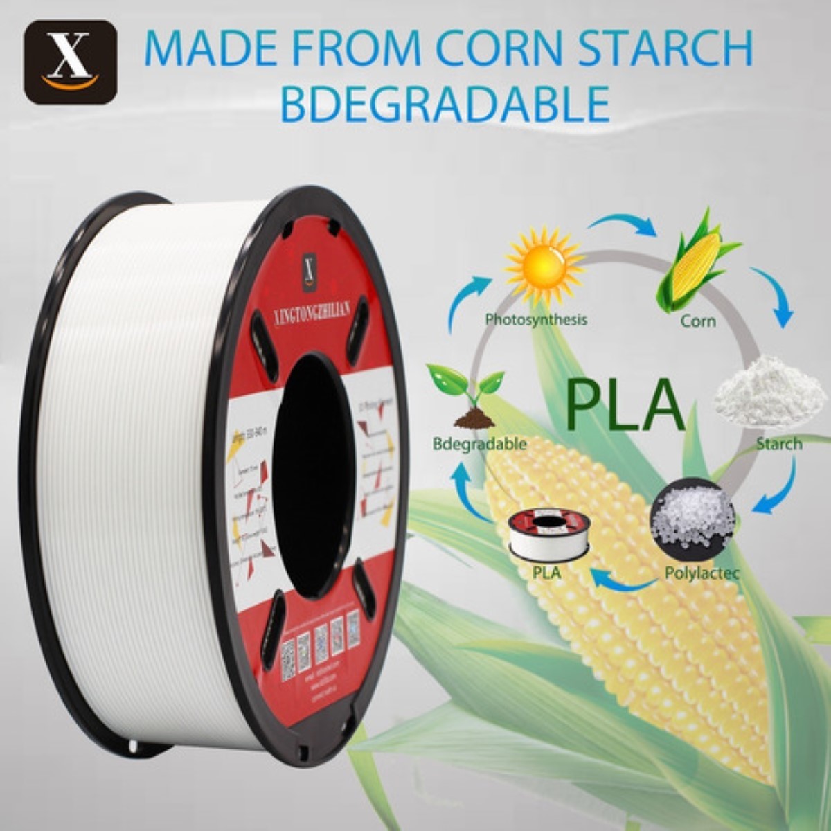 Filamento Pla De 1,75 Mm, Precisión Dimensional De +/- 0,02  White