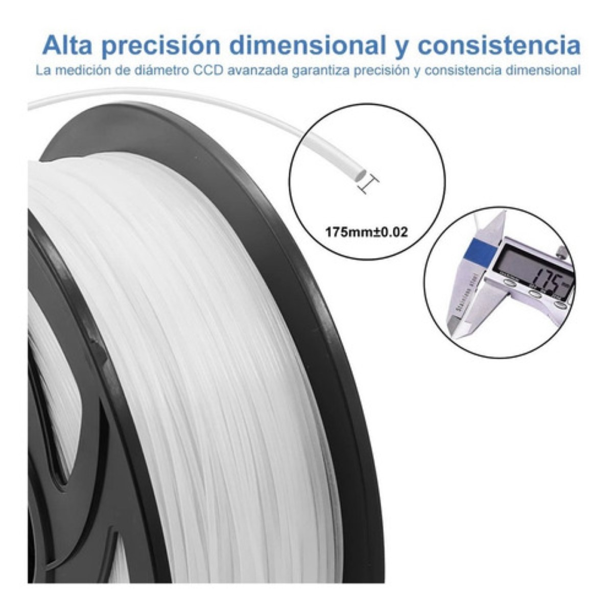 Filamento De Impresora Material De Impresión 3d 1 Kg 1,75 Mm Blanco