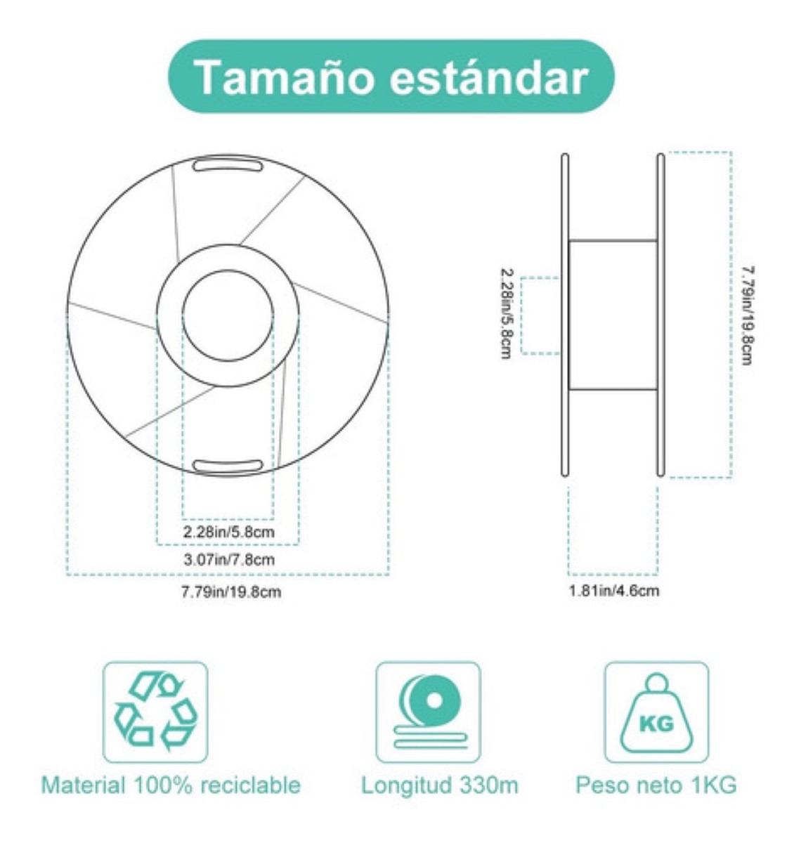 Filamento De Impresora Material De Impresión 3d 1 Kg 1,75 Mm gris