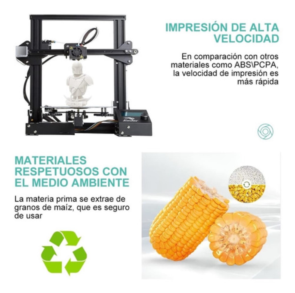 Filamento De Impresora Material De Impresión 3d 1 Kg 1,75 Mm gris