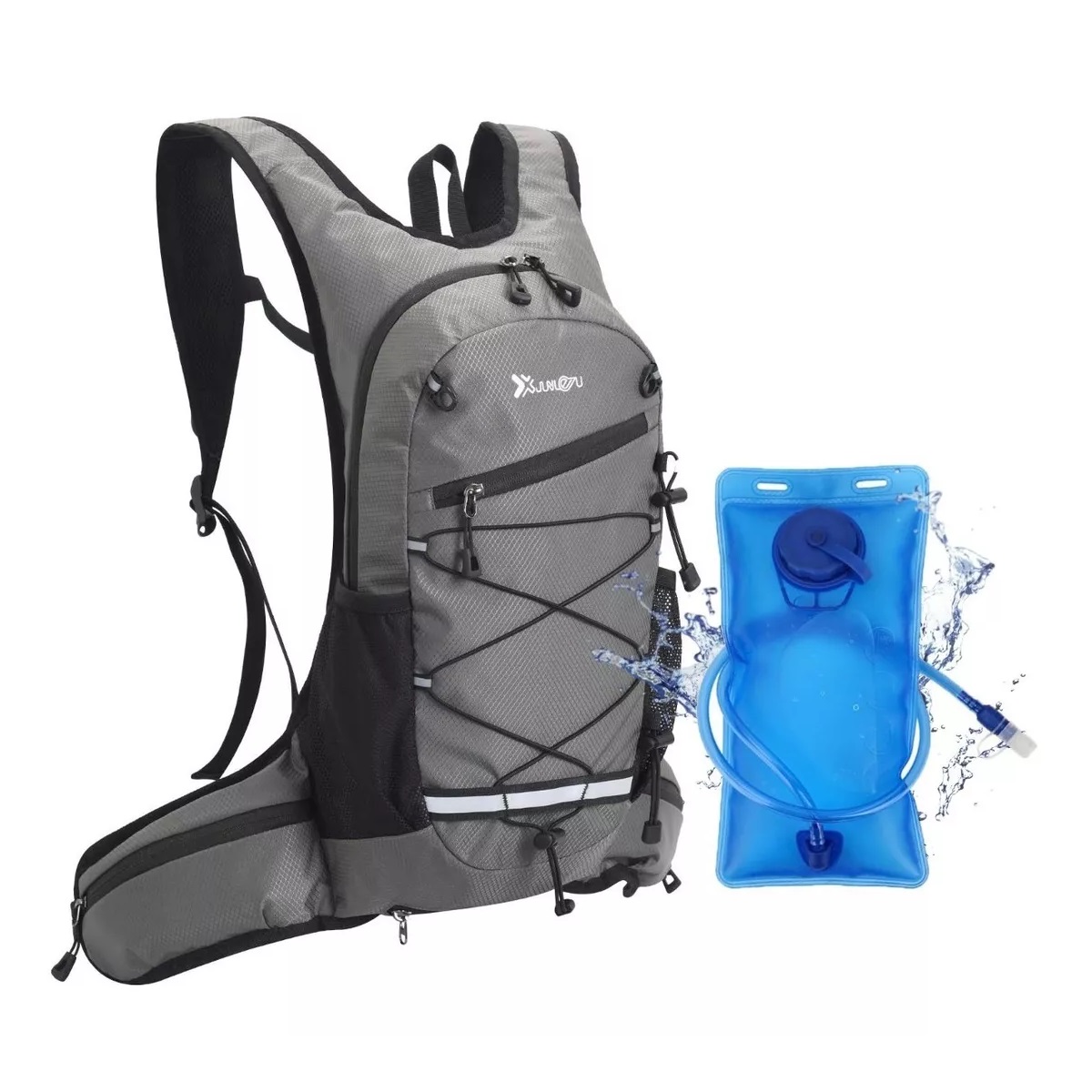 Mochila Hidratación Hiking Campismo Ciclismo+2l Bolsa Agua Gris