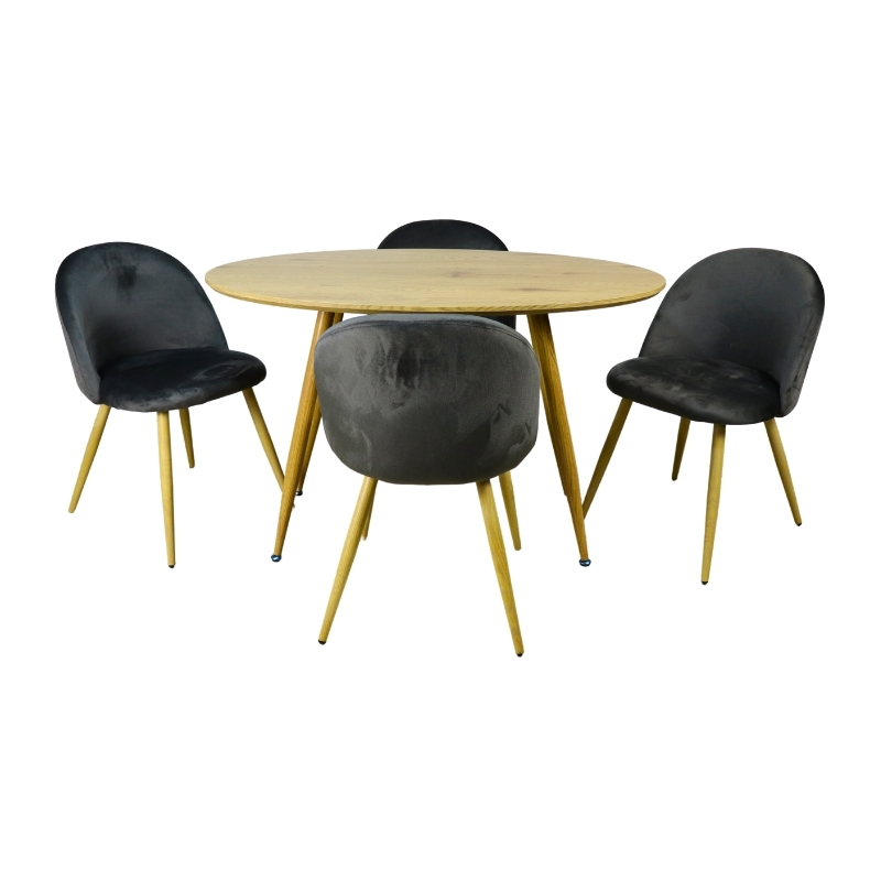 Comedor Moderno Mesa Ovalada y 4 Sillas de Madera 