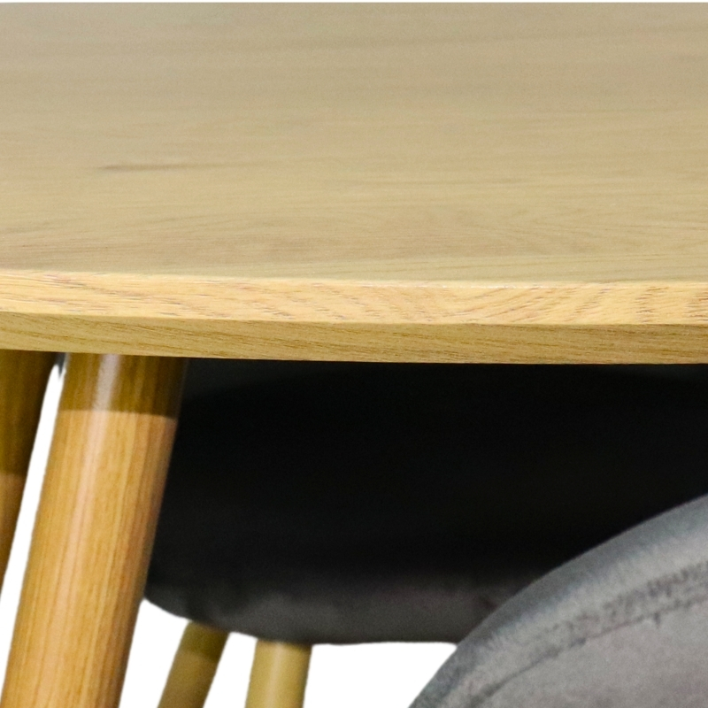 Comedor Moderno Mesa Ovalada y 4 Sillas de Madera 