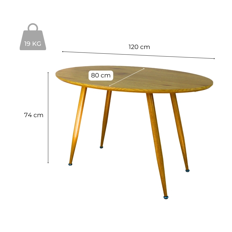 Comedor Moderno Mesa Ovalada y 4 Sillas de Madera 