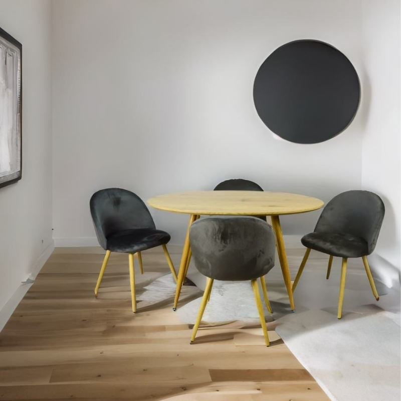 Comedor Moderno Mesa Ovalada y 4 Sillas de Madera 