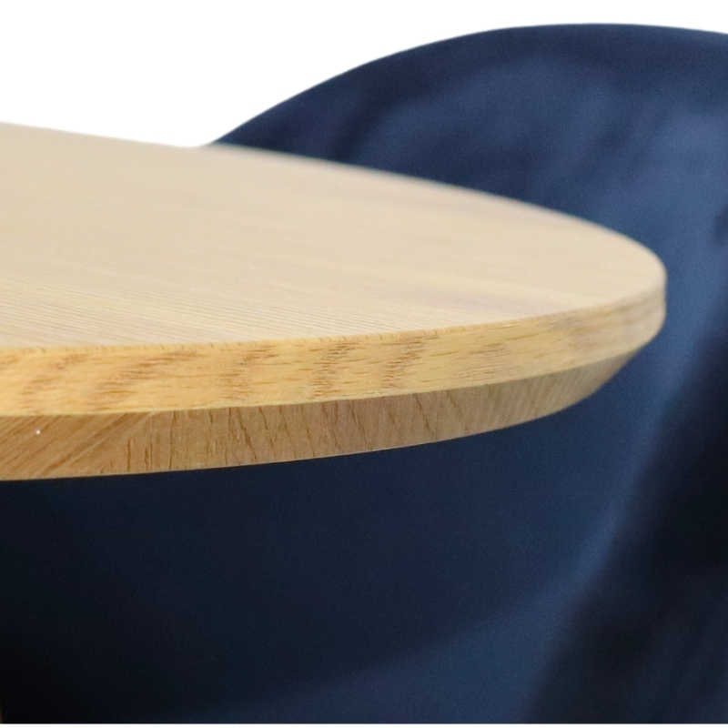 Set de Comedor Armable Moderno Mesa de Madera y 4 Sillas en Terciopelo Azul