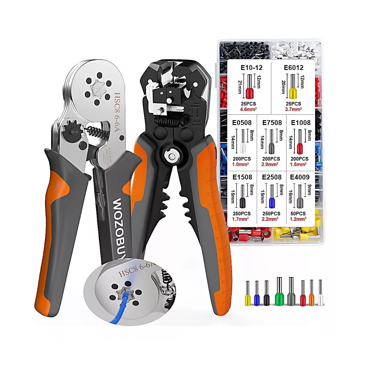 Pinza A Crimpare Quadrata 0,08-16Mm², Con 1200 Pezzi Terminali - Foto 3