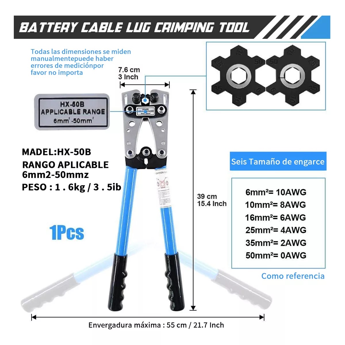 Kit Pinzas De Presión Hexagonal + Cortador De Cables +60 Bornes