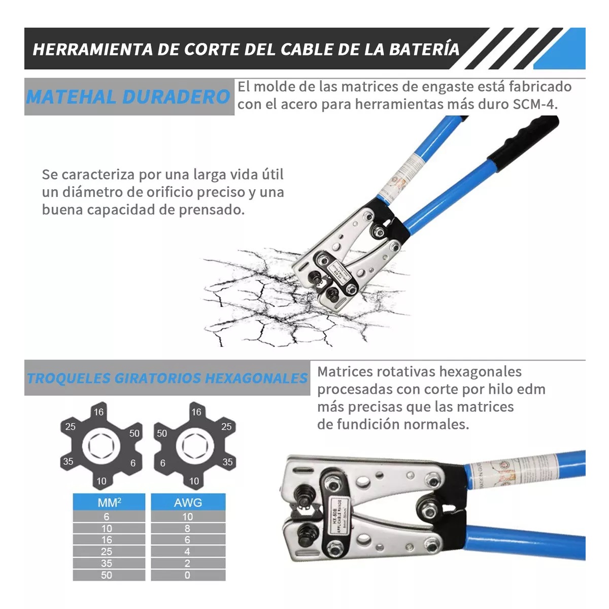 Kit Pinzas De Presión Hexagonal + Cortador De Cables +60 Bornes
