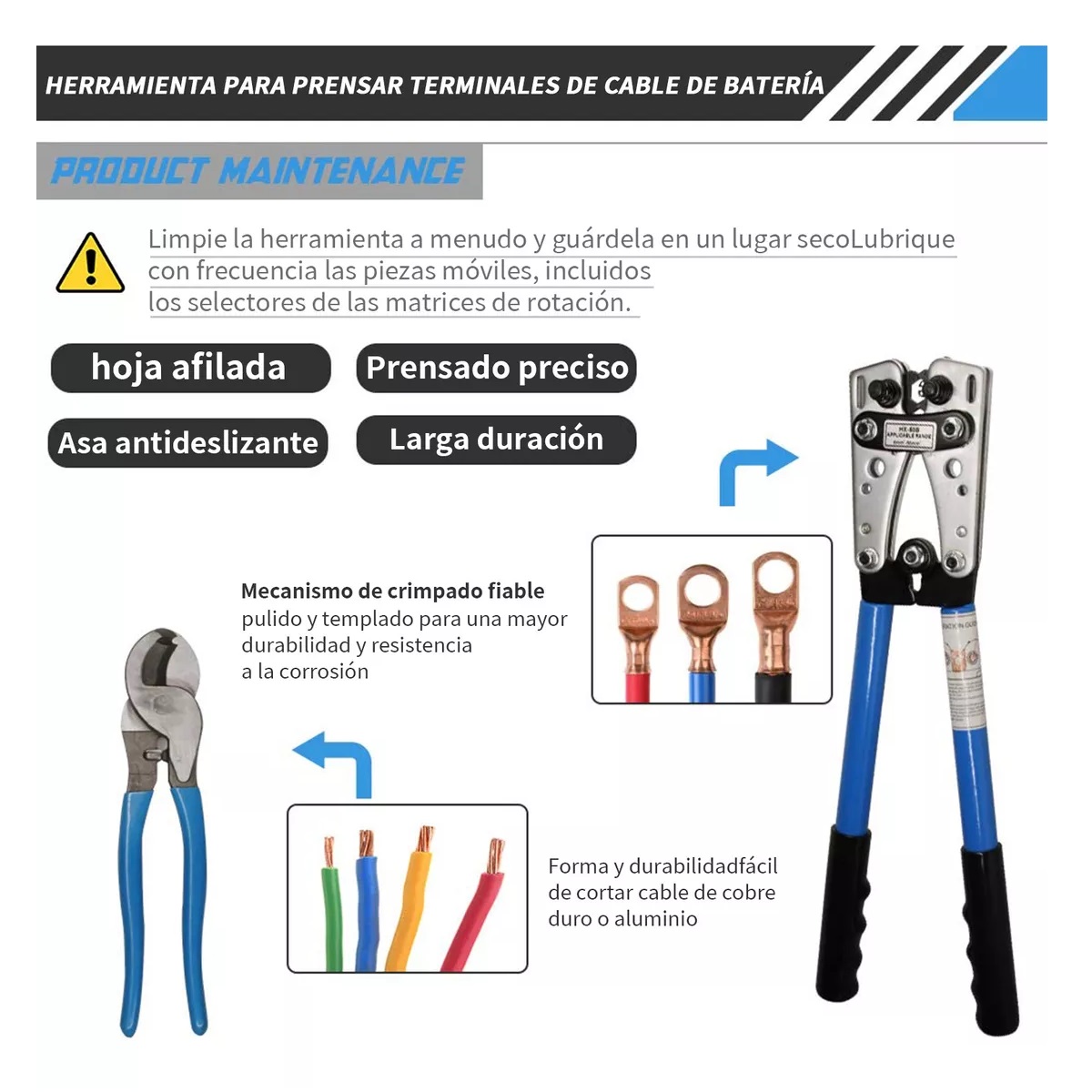 Kit Pinzas De Presión Hexagonal + Cortador De Cables +60 Bornes