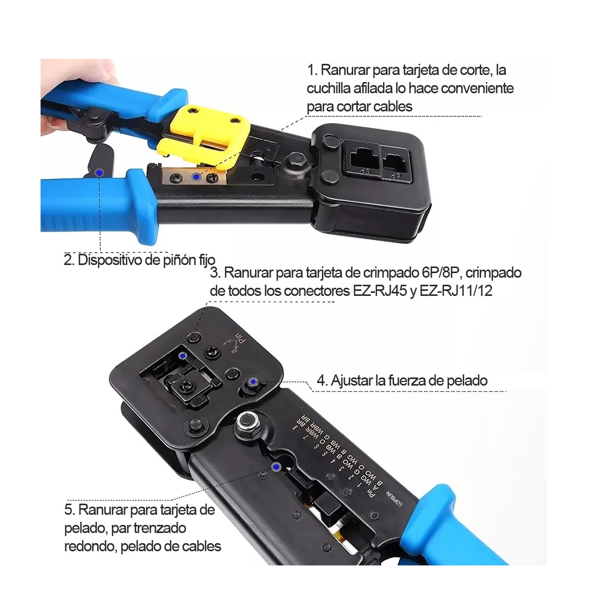 Pinza Pelacables Automatica De Red Rj45 Rj12 Cat5 Cat6 8p8c